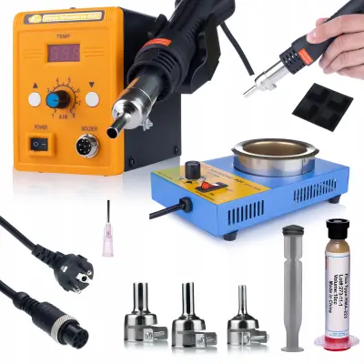 ROSFIX SET SPAJKALNA POSTAJA 858D + TYGEL 280W + FLUX RMA-223 – 700W, 100–550°C, 80MM | LED, ESD, 3 ŠOBE