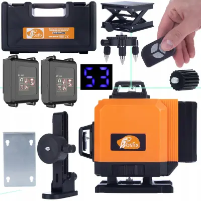 ROSFIX SET LASERSKA LIBELA ORANGE TIGER ROT16L-B – 16 LINIJ, USB-C, IP54, 3500MAH, 3 NAČINI | ZA GRADNJO IN NOTRANJA DELA