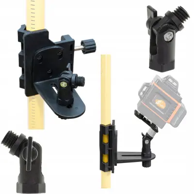 ROSFIX SET ADAPTER IN POLICA ZA LASERSKO NIVELIRKO – 5/8" NAVOJ, NASTAVLJIV KOT, STABILNA NAMESTITEV