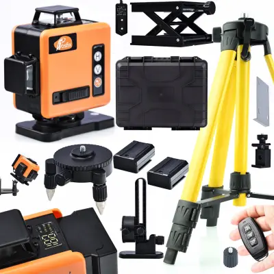 ROSFIX SET LASERSKI NIVELIR ROT16L-L – 16 LINIJ, ZELENI ŽAREK, IP54, STATIV 43–120 CM, 25 M DOMET