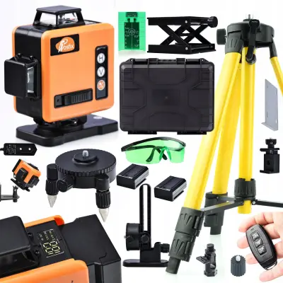 ROSFIX SET LASERSKA LIBELA ROT16L-L – 16 LINIJ, 360°, IP54, 25 M, 3D, 2X3500 MAH, STATIV 120 CM