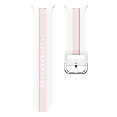 Združljiv z Samsung Watch 8 & Watch 8 Classic silikonski pašček z navpičnimi črtami White+pink