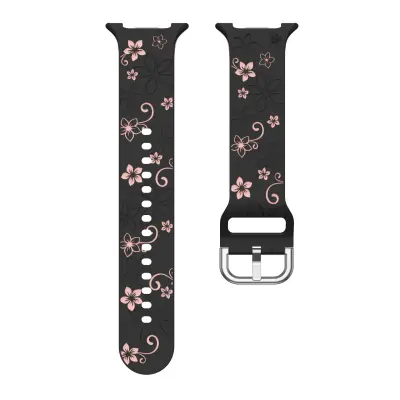 Združljiv s Samsung Galaxy Watch8 22 mm silikonski pašček z gravuro Black + pink