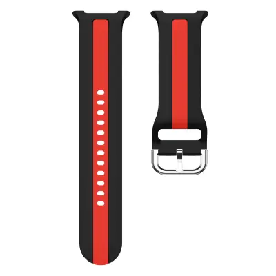 Združljiv z Samsung Watch 8 & Watch 8 Classic silikonski pašček z navpičnimi črtami Black/Red