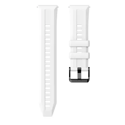 Združljiv 22 mm silikonski nadomestni pas za uro Huawei GT6 - športni slog s črno zaponko White