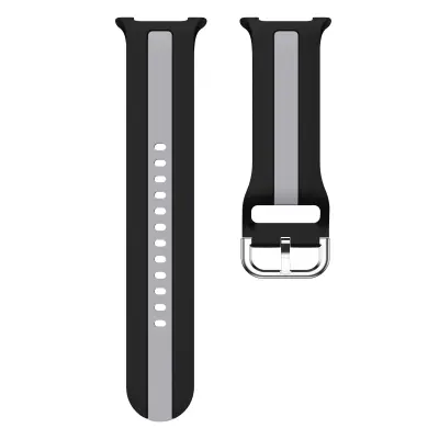 Združljiv z Samsung Watch 8 & Watch 8 Classic silikonski pašček z navpičnimi črtami Black+Grey