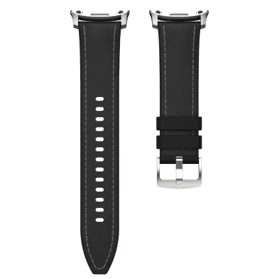Uradni silikonski pašček z usnjeno teksturo, združljiv s Samsung Watch 8 & Classic Black