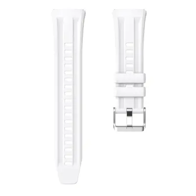 Združljiv s Huawei GT6 Pro ukrivljen silikonski pašček s srebrno zaponko White