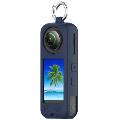 Silikonsko ohišje Insta360 X5: Popolna zaščita in pokrovček objektiva Blue