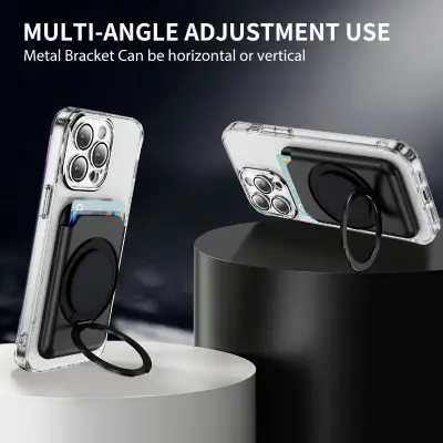 Magnetno držalo za kartice s 360° vrtljivim stojalom Black