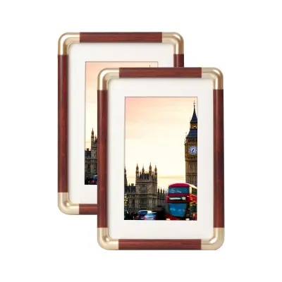 Elegantni okvir za fotografije z videzom bakra in občutkom lesa  10 palcev