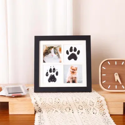 Okvir za spomine na hišne ljubljenčke z odtisom tačke in kompletom za DIY Black