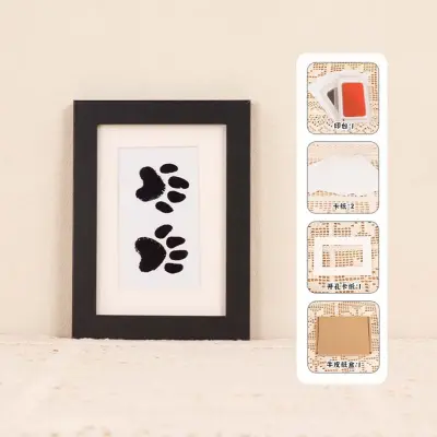 Spominski okvir za hišne ljubljenčke z odtisom tačke - ohranite spomine Black