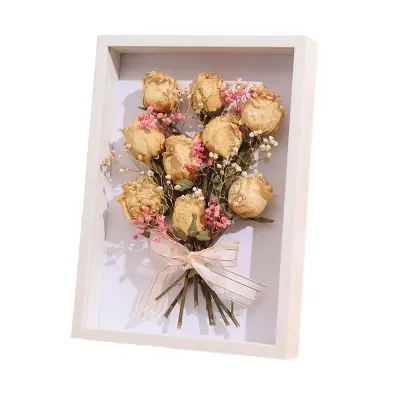 Beli lesen votel okvir za fotografije za suho cvetje in prikaz primerkov  10 palcev