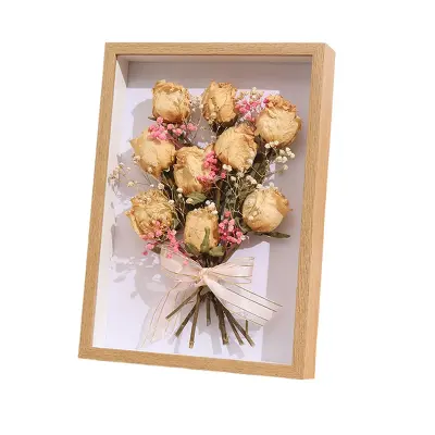 8-palčni plavajoči okvir za suho cvetje - lesen votli foto okvir za DIY