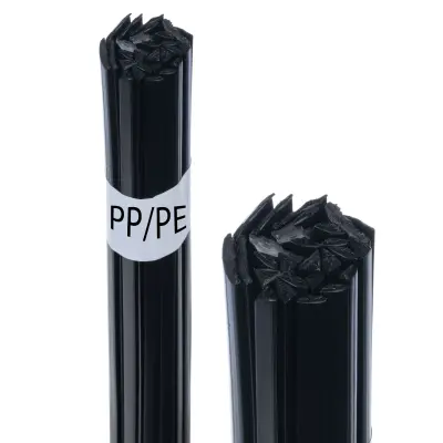 ROSFIX ČRNO SPAJKALNO POLNILO PP/PE – MEŠANICA TRAKOV 8 MM IN TRIKOTNIKOV 3,5 MM | 50 G, DOLŽINA 42 CM | ZA REZERVOARJE IN DELI IZ PP