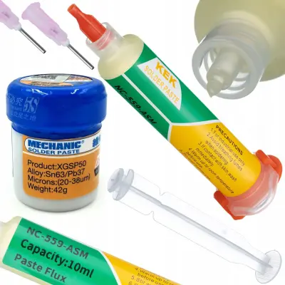 ROSFIX SET TOPILNI GEL NC-559-ASM + SPAJKALNA PASTA XG-50 – 35 G, SN63/PB37, 183°C, NO-CLEAN | ZA BGA/SMD