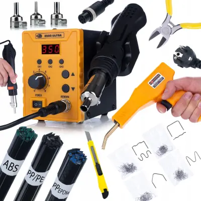 ROSFIX SET SPAJKALNA POSTAJA 858D ULTRA IN ZSIVAC ZA PLASTIKO – 700W, 100–500°C, 3 SPAJKA | 120 L/MIN