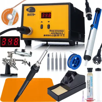 ROSFIX SET SPAJKALNA POSTAJA 937D+ 60W – LCD, ESD, 200–480 °C | GROT 900M, TOPILO, CEV, MATA 30×20 CM