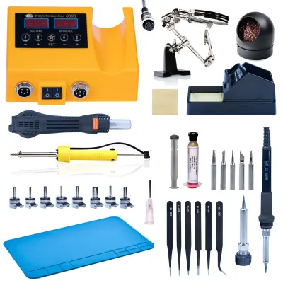 ROSFIX SET SPAJKALNA POSTAJA OH660 – 2V1 HOT-AIR IN GROT, 660W, LED, 100–500°C | 17 DODATKOV, 230V