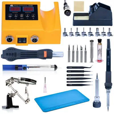 ROSFIX SET SPAJKALNA POSTAJA OH660 – 2V1 HOT-AIR IN GROT, 660W, LED, 100–500°C | 16 DODATKOV, 230V