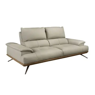 Grey taupe leather 3-seater sofa