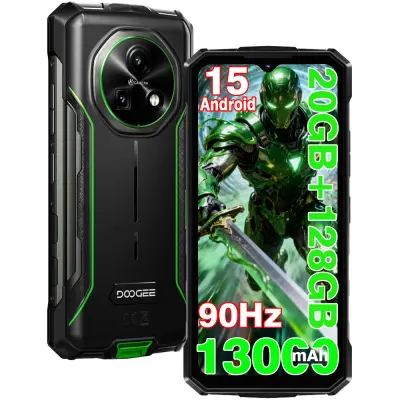 DOOGEE Fire 5 Pro 16/128GB, Zelena pametni robustni telefon Android 15, 13000mAh 90Hz NFC