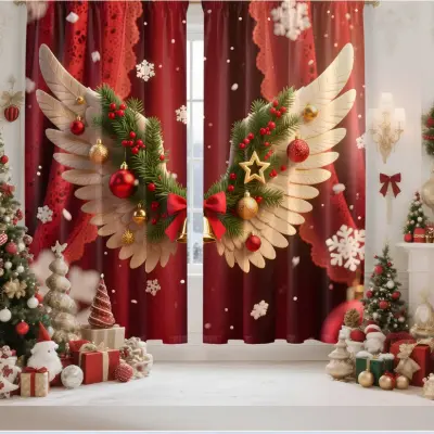 Evropske in ameriške božične zavese za praznično dekoracijo (2 kosa)  M