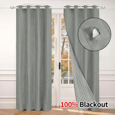 Zimska vetrovna toplotno izolirana zatemnitvena zavesa z ušesci za dnevno sobo Grey M