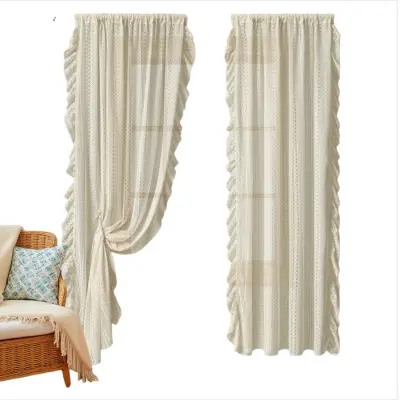 Zavesa za zatemnitev z očesci in ribjo kostjo - Vintage stil, zaščita zasebnosti  M