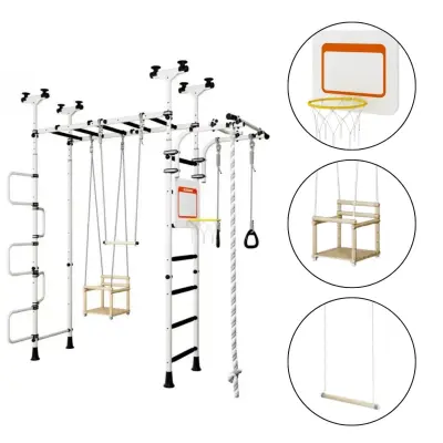 Gimnastična lestev – telovadna, švedska lestev za dom in otroke Pegas 2 - bela in črna
