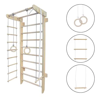 Gimnastična lestev – telovadna, švedska lestev za dom in otroke Numi wood