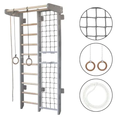 Gimnastična lestev – telovadna, švedska lestev za dom in otroke Kombik siva