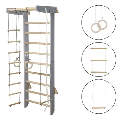 Gimnastična lestev – telovadna, švedska lestev za dom in otroke Numi siva