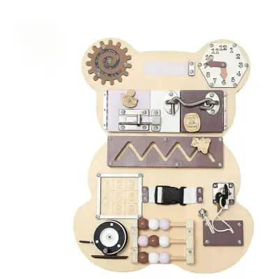 Didaktična manipulativna tabla za otroke z medvedkom - les