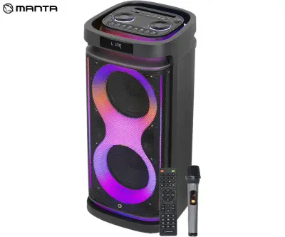 Karaoke zvočnik MANTA SPK0804B160 HEKTOR, prenosni, 160 W, RGB LED, mikrofon, daljinec