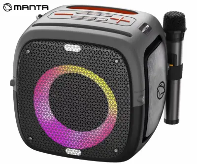 Karaoke zvočnik MANTA SPK340 ARES, prenosni, 100 W, RGB LED, IPX5, mikrofon