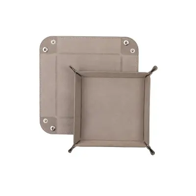 Pladenj za shranjevanje ključev iz PU usnja - Zložljiv organizator za ključe in nakit Grey