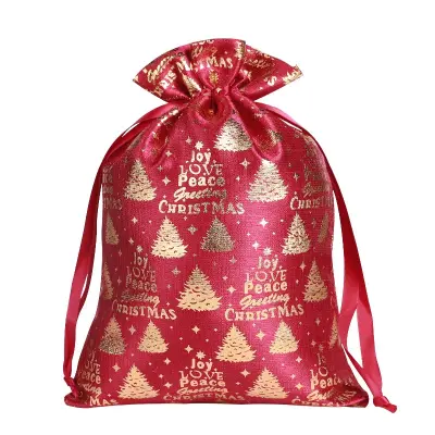 Božične bombažne vrečke z vrvico 20x30cm (2 kosa) - Zlate praznične vrečke