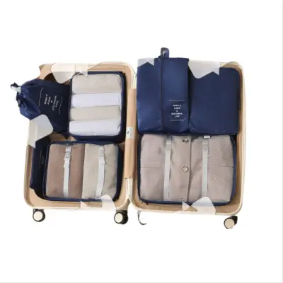 7-delni komplet organizatorjev za toaletne potrebščine in kozmetiko za potovanja - Kocke za pakiranje prtljage NavyBlue