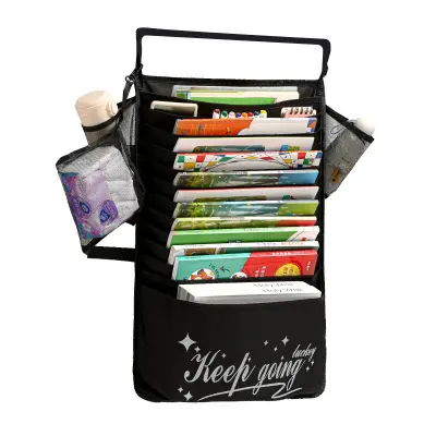 16-Slojni Oxford Fabric Desk Viseči Organizator - Črna Torba za Shranjevanje Šolskih Potrebščin