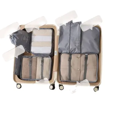 7-delni komplet organizatorjev za toaletne potrebščine in kozmetiko za potovanja - Kocke za pakiranje prtljage DarkGrey