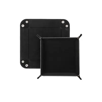 Pladenj za shranjevanje ključev iz PU usnja - Zložljiv organizator za ključe in nakit Black