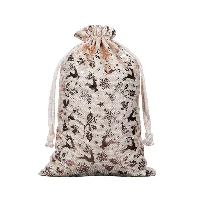 Božične bombažne vrečke z vrvico 20x30cm (2 kosa) - Zlate praznične vrečke