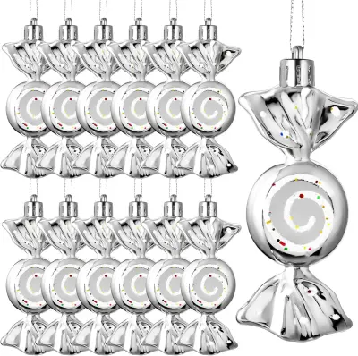 Božični Mini Sladkarije Okraski - Komplet 6, Praznični Okraski za Obešanje Silver