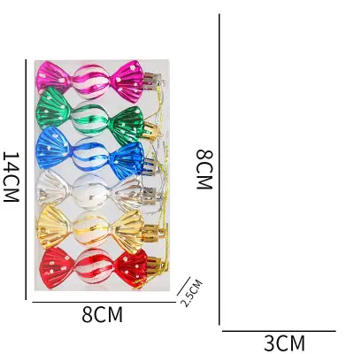 Božični okraski v obliki bonbonov - Mini okrogli bonboni (6 kosov) MultiColor
