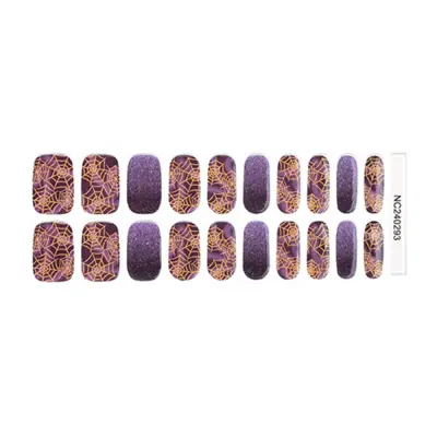 Sijoče v temi pol utrjene nalepke za nohte - Halloween Spider Web UV