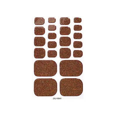 10 Listov Bleščečih Nalepk za Nohte na Nogah z Pilico - Vodoodporne Brown