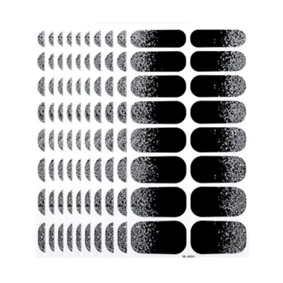 10 Listov Nalepk za Nohte z Pilico - Enobarvne Bleščeče Nalepke za Nohte Black
