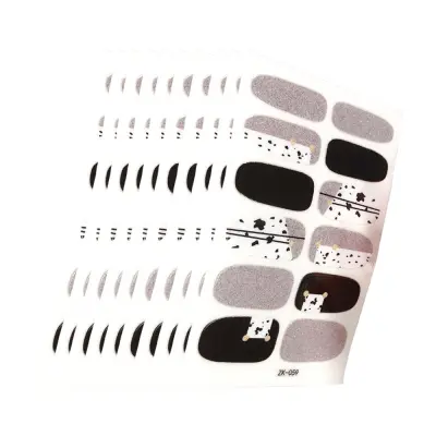 10 Listov Nalepk za Nohte z Gradientnim Bleščicami in Marjeticami s Pilico